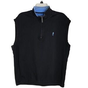 Payne Stewart Mens Black Sleeveless Quarter Zip Golf Vest Size L